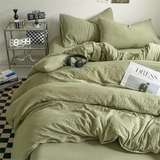 Yeknu  Thick Pure Brushed Bed Sheets, Duvet Cover Set, Four Piece Bedding Set Bed Sheet, Fully Enclosed for Home Gift