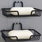 Yeknu  Stainless steel bathroom soap box wall mounted drilling-free kitchen sponge bathroom saving storage essential