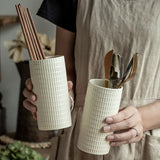 Yeknu  Embossed ceramic chopsticks spoon holders creative ins household drainage utensils storage kitchen supplies