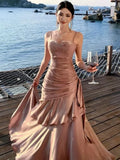 Women Elegant Graduation Birthday Evening Party Dress Ruffles Spaghetti Strap Mermaid Dresses Wedding Formal Slim Fit Prom