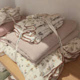 Yeknu  Pure Cotton Printed Double-Layer Yarn Quilt Cover Luxury Nude Sleeping Duvet Cover for Kids Adults Single Double Size Bedding