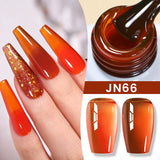 Yeknu  10ml Jelly Nude Gel Nail Polish Crystal Translucent Coffee Soak Off Semi-Permanent Varnish Base Top Coat Manicure