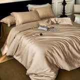 Yeknu Nordic Silk Bedding Set 4pcs Luxury Lyocell Duvet Cover Set Flat Sheets Set 2 Pillowcases Twin Double Queen Size Bed Linen Set