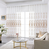 Yeknu  2 Panels Sheer Curtains Embroidered Window Voile Drapes for Living Room Grommet Top Solid Lightweight for Bedroom Home Decor