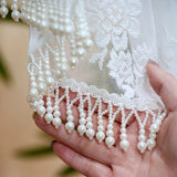 Yeknu  Exquisite Embroidery Heavy Du Door Curtain No Punching Required Aosphere Sensation Bead Hanging Curtain Lace Door Curtain