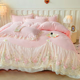 Yeknu  New Light Luxury Washed Cotton 4pcs Bedding Sets Skin Friendly Duvet Cover Pillowcases Single Couple Bedsheet King Queen Double