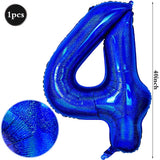 Yeknu  40Inch Navy Blue Number Balloons 0-9 Helium Balloon Laser Dark Blue Figure Golob Birthday Wedding Graduation Decoration Supplies