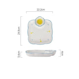 Yeknu  Ceramic Lace Dumpling Dinner Plate, Children Snacks Dessert Afternoon Tea Tableware, Desktop Decorations, Home Goods Plates, 1Pc