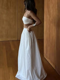 Yeknu  Jastie 100% Cotton Suspender Underwear Half Long Skirt Set Summer Beach Style Sexy Stylish Underwear Skirt Set Women's Clothing