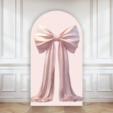 Yeknu  Custom 2-Sided Pink Toile Bow Princess Girl Birthday Party Baby Shower Cover Chiara Arch Wall Background Decor Backdrop