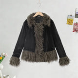Yeknu  Vintage Patchwork Women's Faux Fur Coat Urban Full Sleeve Elegant Thicken Female Jacket Autumn Winter Lady Streetwear