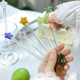 Yeknu  Japanese Style Creative Milk Dessert Star Spoon Colorful Transparent Glass Spoon Cute Long Handled Coffee Stirring Spoon