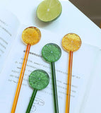 Yeknu  Colorful Lemon Heat-resistant Glass Stirrer Coffee Mixing Stick Honey Spoon, creative ins Style Juice Stirrer