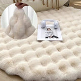 Yeknu Fluffy Faux Rabbit Fur Floor Mats, Plush Round Rug, Bubble Shaped, Sofa Carpets for Living Room, Makeup Stool, Area Rugs, Winter