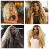 Yeknu  613 Bleach Blonde Deep Curly Lace Front Wig Synthetic Hair Glueless Long Curly Blonde 13x4 Lace Front Wigs Pre Plucked