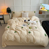 Yeknu New Embroidered Teddy Velvet Bedding Set Winter Warm High-end Soft Warmth Duvet Cover Set with Sheet Quilt Cover and Pillowcases