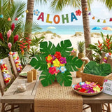 Yeknu  Hawaiian Luau Party Decorations Artificial Tropical Monstera Leaves and Hibiscus Flowers for Summer Beach Jungle Theme Birthday