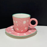 Yeknu 300ML Blue Sky and White Clouds Coffee Cup Tableware Set Hand-painted Ceramic Mug Milk Breakfast Cup Cute Coffee Tableware