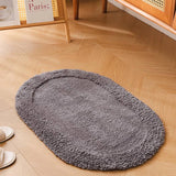 Yeknu  Oval Cotton Rug Soft Handmade Solid Bathroom Mat Carpet Bedroom Decorative Tidy Pad Easy Care Aesthetic Home Room Decor