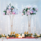 Yeknu  2 high gold vases, artificial flower racks for wedding parties, birthday events, family receptions, Christmas  Halloween decor