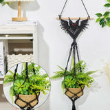 Yeknu Halloween Bat Macrame Wall Hanging ,Macrame Plant Hanger Hanging Plant Holder Decorative Witchy Room Decor Party Home Decor