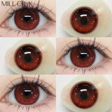 Yeknu  Red Lenses Colored Contact Lenses for Eyes Cosplay High Quality Lense with Degree Natural Beautiful Eye Yearly 1 Pair