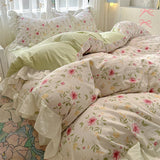 Yeknu  Korean Style Bedding Set with Pillowcase bed sheet Single Full Size Bed Linen Duvet Cover Set Queen/King Double Comforter Cover