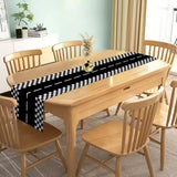 Yeknu  Racing Car Party Decoration Table Runner Black White Checkered Linen Table Cover Kids Birthday Racing Car Party Decors Supplies