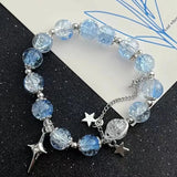 Moonlight Crystal Bracelet Opal Sea Blue Treasure Light Luxury Elastic Bracelet for Girls Women Fashion Gift Jewelry Accessories