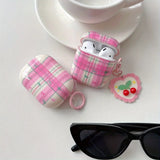 Yeknu  Niche plaid bow is suitable for airpodspro 1st 2nd 3rd 4th generation Bluetooth headset case protective case