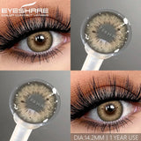 Yeknu  Myopia Lenses 1 Pair Colored Contact Lenses with Degree Natural Eye Contacts Brown Lenses Gray Pupils Yearly Disposable