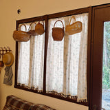 Yeknu  Rustic Fre Lav Semi-Panel Curtain Fabric Door Drape Bedroom Study Room Kitchen Cabinet Partition Blind No Punching Needed