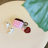 Yeknu  Simple pink brown love pendant Airpods4/3 earphone protective case cover pro2 second, third and fourth generation