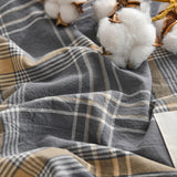 Yeknu  100% Cotton Bedding Quilt Cover Set with Pillowcase Japan Style Grid  Housse De Couette 220x240 Duvet Cover Set King Size