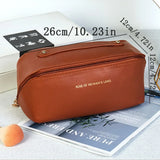 Yeknu  Large capacity travel cosmetic bag, waterproof cosmetic storage bag, with partition, handle, flat opening, suitable for travel