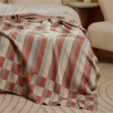 Yeknu Nordic Style Class A Cotton Bedroom Office Knitted Geometric Stripe Pattern Blanket Simple Ins Nap Casual Sofa Cover Blanket