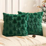 Yeknu  Christmas Throw Pillow Cover Festive Green with Golden Accents Reversible Cushion Case for Living Room Zipper Closure