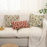 Yeknu  Cotton Linen Flower Cushion Pillowcase Retro European Style Living Room Sofa Backrest High Precision Jacquard Cushion Cover