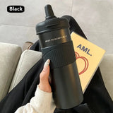 Yeknu  650ml Fashion Stainless Steel 316 Thermal Flask With Straw Leak-Proof Coffee Tea Cold Drink Car Thermal Bottle Travel Tumbler