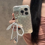 Yeknu Love Laser Pink Bow PC Case For iPhone 13 14 12 16 15 Pro Max 11 12 14 Plus XS Max XR X 7 8 Plus SE Phone Cover