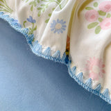 Yeknu Pastoral Girls Flower Bedding Sets, Washed Cotton Bed Linens, Soft Quilt Cover Sheet Set, Simple Bedspread, Home Textiles