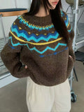 Yeknu  Knitted Autumn Pullover Sweater Women Flower Fashion Korean Style Loose Ladies Cropped Sweaters Sweet Woman Sweater