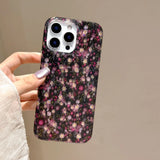 Yeknu  Ins Floral Sparkling Cute Silicone Case For iPhone 16 15 14 13 Pro Max Shockproof Back Cover Soft Glitter Bling 16Pro 15Pro Case