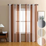 Yeknu  2 Panels Striped Sheer Curtains Semi Sheer Voile Window Window Treatment Grommet Top Drapes for Living-Room Bedroom Office