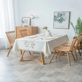 Yeknu  Imitation cotton and linen dustproof tablecloth waterproof and oil-proof dining table embroidery tablecloth rectangle