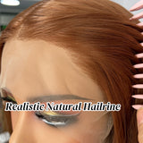 Yeknu  Ginger Brown Long Body Wave Synthetic Middle Part Natural Curly Loose Wavy Reddish Brown Heat Resistant Fiber Wigs for Women