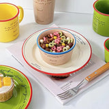 Yeknu Korean Retro French Letter Ceramic Disc Graffiti Dessert Breakfast Pasta Creative Kitchen Supplies Food Photography Plate