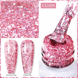 Yeknu  10ml Gold Glitter Gel Nail Polish Crystal Semi Permanent Soak Off UV Gel Varnish Nail Art Manicure Base Top Coat