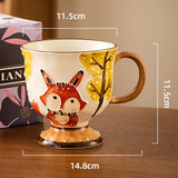 Yeknu  Ceramic Gift Cute Mug, Home Personal Office Creative Blueberry Pomegranate Retro Milk Water Coffee Cup, 500ml, 1Pc