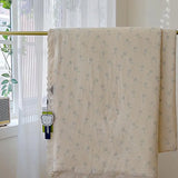 Yeknu  100%Cotton Double-layer Yarn Lace Edge Fluffy Ultra-Soft Quilt for Kids Twin Queen Single Summer Quilt Flat Sheet Pillowcases